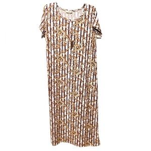 Forever Rose Couture Burgundy White Gold Maxi Dress with Gold Necklace Size 2X